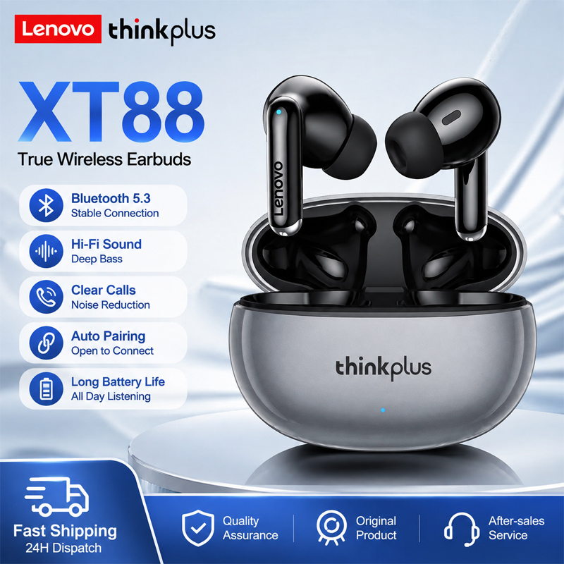 Anc Wireless Over Ear Headphones - หูฟังไร้สายบลูทูธ Lenovo XT88 พร้อมไมโครโฟนในตัว ช่องเสียบชาร์จ ตัดเสียงรบกวน