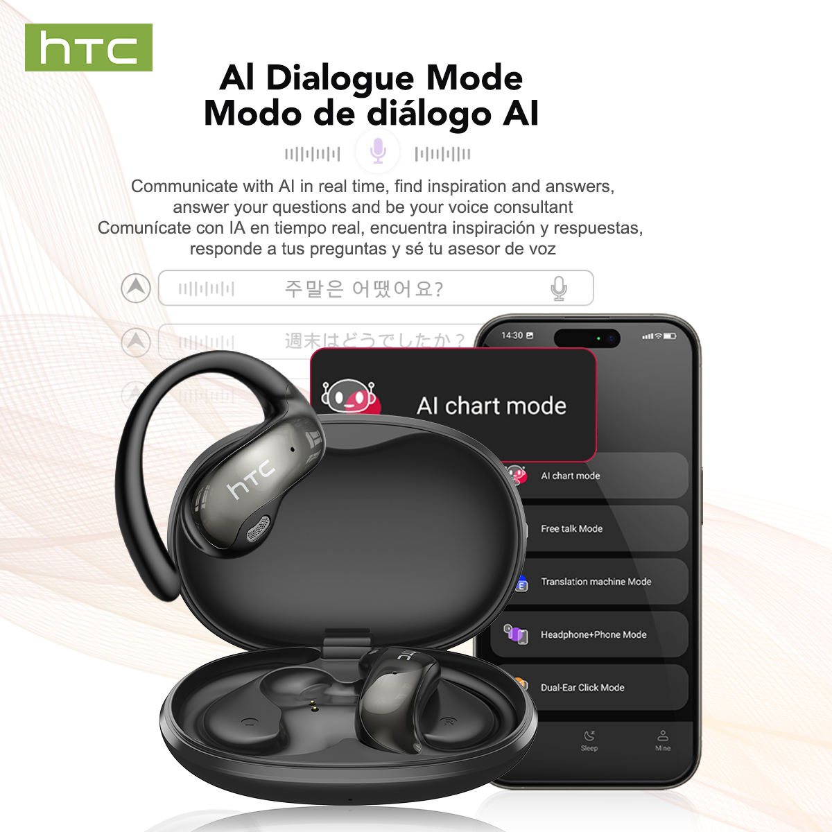 HTC NE19 หูฟังบลูทูธ AI OWS กี - Type C Wired Earphones With Mic บทวิจารณ์และราคา